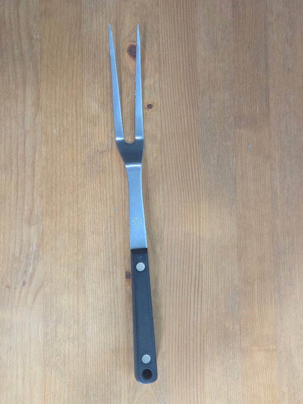Vintage Flint Arrowhead Stainless Meat Carving Serving Fork USA Black Handle